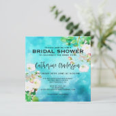 Romantische aquarel kunst witte rozen bruids douch kaart (Staand voorkant)