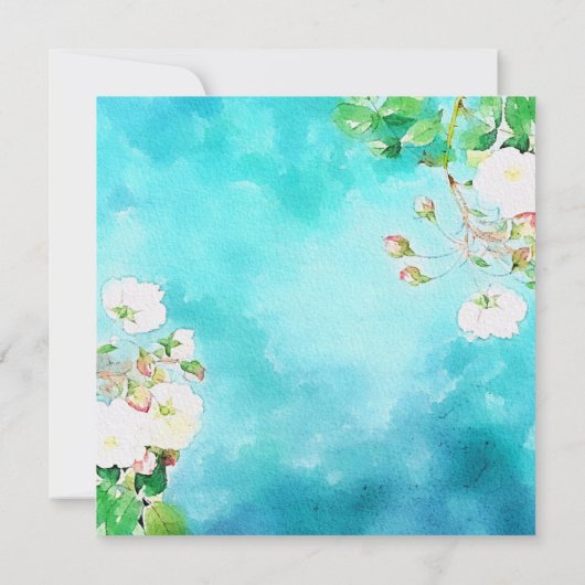 Romantische aquarel kunst witte rozen bruids douch kaart (Achterkant)