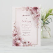 Romantische Aquarel Magenta Roze Bloemige Bruiloft Kaart (Staand voorkant)