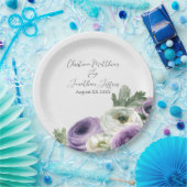 Romantische Aquarel Paarse & Witte Ranunculus Papieren Bordje (Feest)