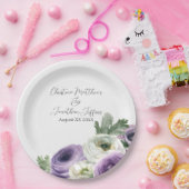 Romantische Aquarel Paarse & Witte Ranunculus Papieren Bordje (Feest)