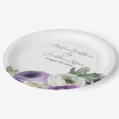 Romantische Aquarel Paarse & Witte Ranunculus Papieren Bordje (Gekanteld)