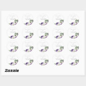 Romantische Aquarel Paarse & Witte Ranunculus Ronde Sticker (Vel)