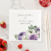 Romantische Aquarel Paarse & Witte Ranunculus Servet (Insitu)