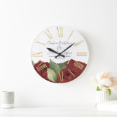 Romantische aquarel rode rozen op wit grote klok (Huis)