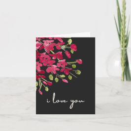 Romantische aquarel rode wilde bloemen "Ik hou van Kaart