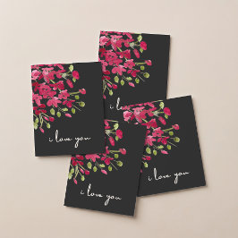 Romantische aquarel rode wilde bloemen "Ik hou van Kaart