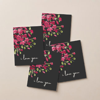 Romantische aquarel rode wilde bloemen "Ik hou van Kaart