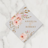 Romantische Aquarel Roze Blush Gouden Rozen Echt Bedankjes Labels (Achterkant)