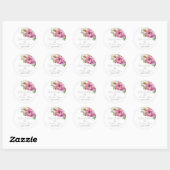Romantische Aquarel Roze en Witte Ranunculus Ronde Sticker (Vel)