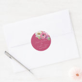 Romantische Aquarel Roze Ranunculus op Blush Ronde Sticker (Envelop)