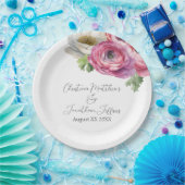 Romantische Aquarel Roze & Witte Ranunculus Papieren Bordje (Feest)
