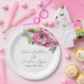 Romantische Aquarel Roze & Witte Ranunculus Papieren Bordje (Feest)