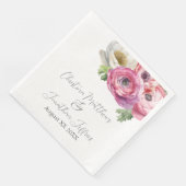 Romantische Aquarel Roze & Witte Ranunculus Servet (Hoek)