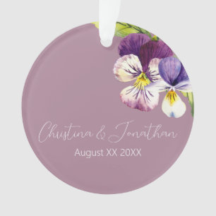 Romantische aquarel viooltjes op paars ornament
