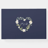 Romantische Aquarel Witte Bloemen Navy Bruiloft  Gastenboek (Achterkant)
