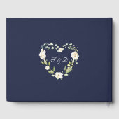 Romantische Aquarel Witte Bloemen Navy Bruiloft  Gastenboek (Achterkant)