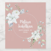 Romantische aquarel witte bloemen trouw custom wijn etiket (Enkel label)