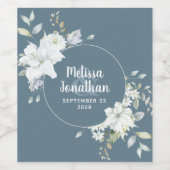 Romantische aquarel witte bloemen trouw custom wijn etiket (Enkel label)