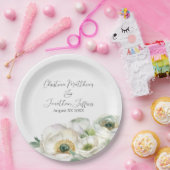 Romantische Aquarel Witte Ranunculus Papieren Bordje (Feest)