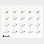 Romantische Aquarel Witte Ranunculus Ronde Sticker (Vel)