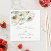 Romantische Aquarel Witte Ranunculus Servet (Insitu)