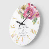 Romantische Aquarel Witte & Roze Ranunculus Grote Klok (Hoek)