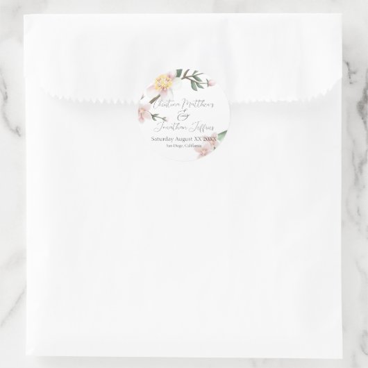 Romantische Aquarelappelbloesems Ronde Sticker (Tas)