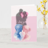 Romantische Aquarell Liebeskarte mit Paar, Schatte Kaart (Gele Bloem)