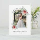 Romantische Arch Spaans Quinceañera Foto Floral Kaart (Staand voorkant)