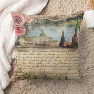 Romantische  Architectuur & Rozen Collage Art Kussen
