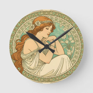 Romantische art illustratie van white flowers ronde klok