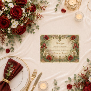 Romantische Art Nouveau bloemrijke elegantie bruil Bedankkaart
