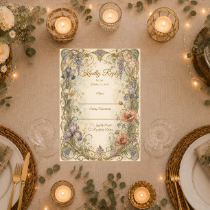Romantische Art Nouveau Botanische Elegantie Bruil RSVP Kaartje
