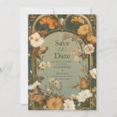 Romantische Art Nouveau Botanische Lijst bruiloft Save The Date (Voorkant)