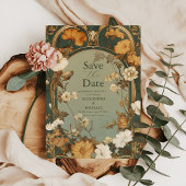 Romantische Art Nouveau Botanische Lijst bruiloft Save The Date