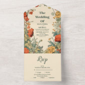Romantische Art Nouveau bruiloft All In One Uitnodiging (Binnen)