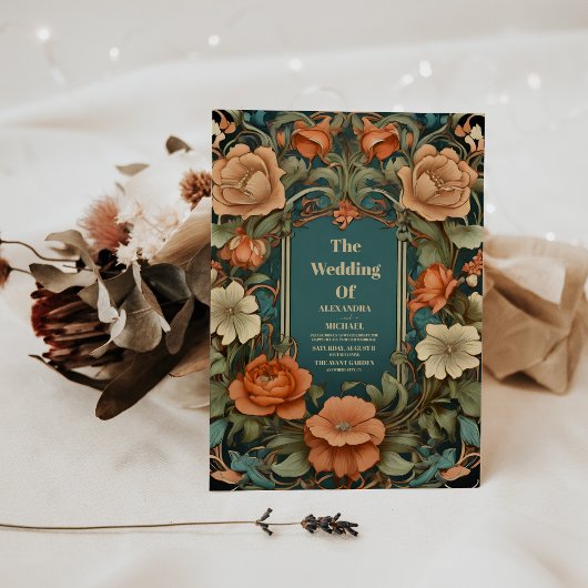 Romantische Art Nouveau bruiloft Kaart