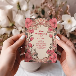Romantische Art Nouveau bruiloft Kaart