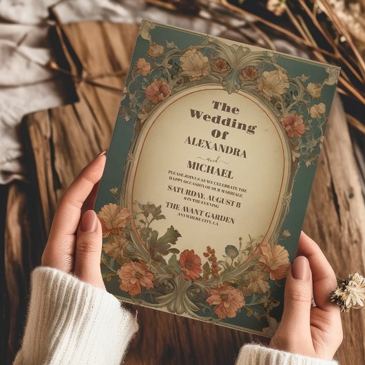 Romantische Art Nouveau bruiloft Kaart