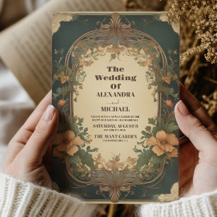 Romantische Art Nouveau bruiloft Kaart