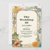 Romantische Art Nouveau bruiloft Kaart (Voorkant)