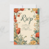 Romantische Art Nouveau bruiloft RSVP Kaartje (Voorkant)