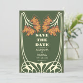 Romantische Art Nouveau bruiloft Save The Date (Staand voorkant)