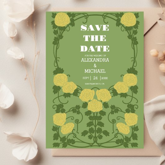 Romantische Art Nouveau bruiloft Save The Date