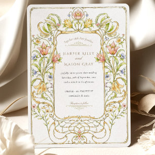Romantische Art Nouveau Floral Wedding Kaart