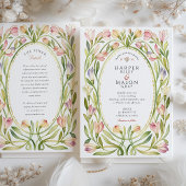 Romantische Art Nouveau Magnolia Waterverf bruilof Kaart