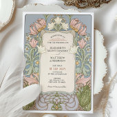 Romantische Art Nouveau Spring Wedding Kaart