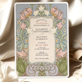 Romantische Art Nouveau Spring Wedding Kaart