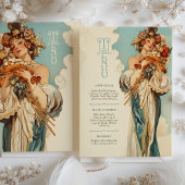 Romantische Art Nouveau Wedding Menu Kaart
